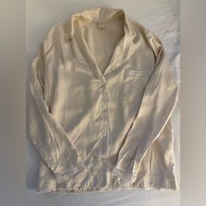 Champagne Silk Long Sleeve Pajama Top
